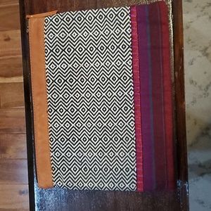 Estrella Clutch (Black, white and aubergine stripe)